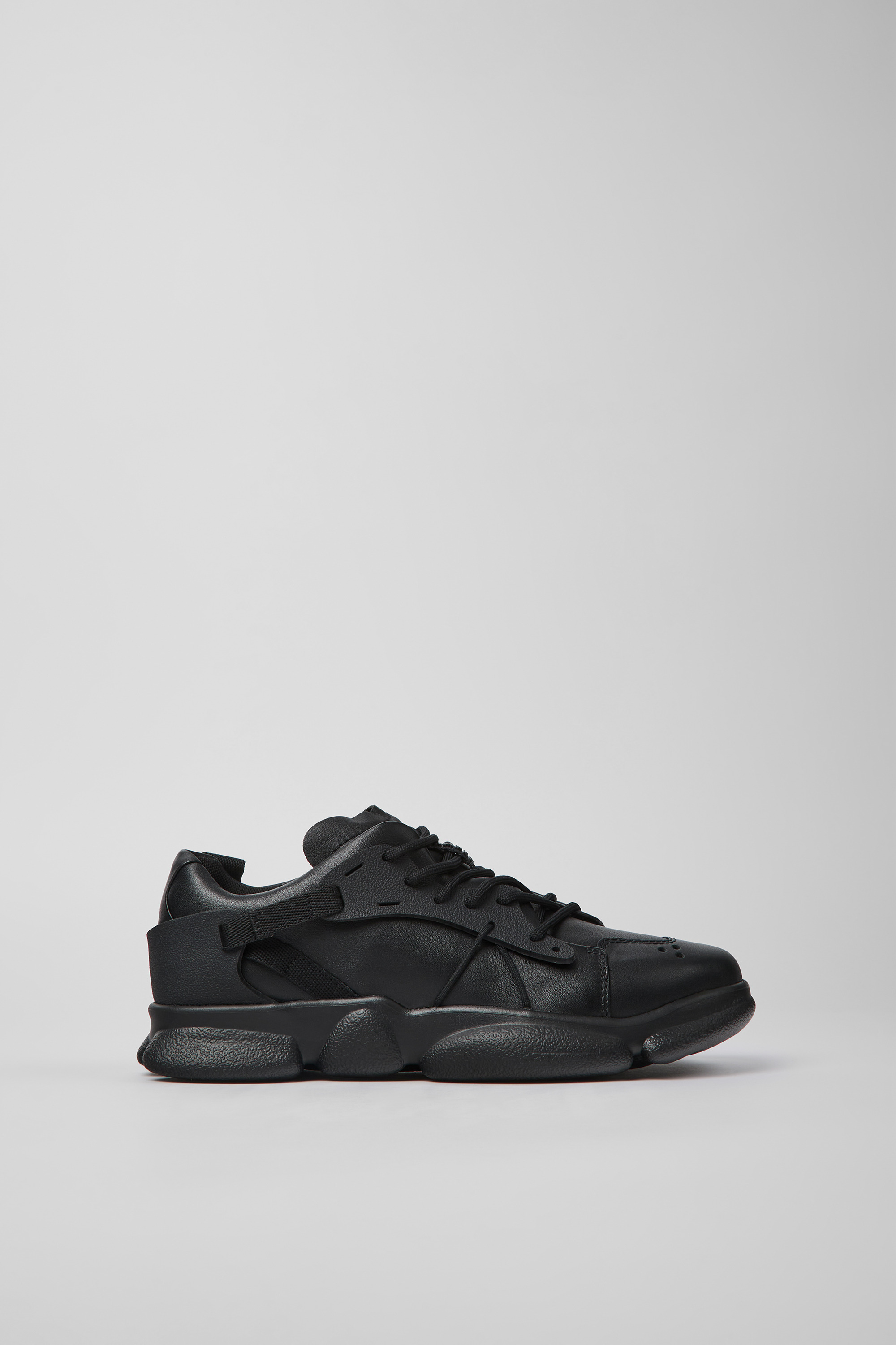 Karst - Black leather and textile sneakers for women