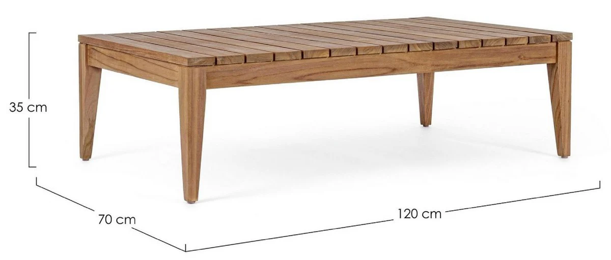 Casa Padrino mesa de jardín de teca de lujo marrón 120 x 70 x A. 35 cm - Mesa de jardín y terraza de madera maciza resistente a la intemperie - Muebles modernos de jardín y terraza de teca