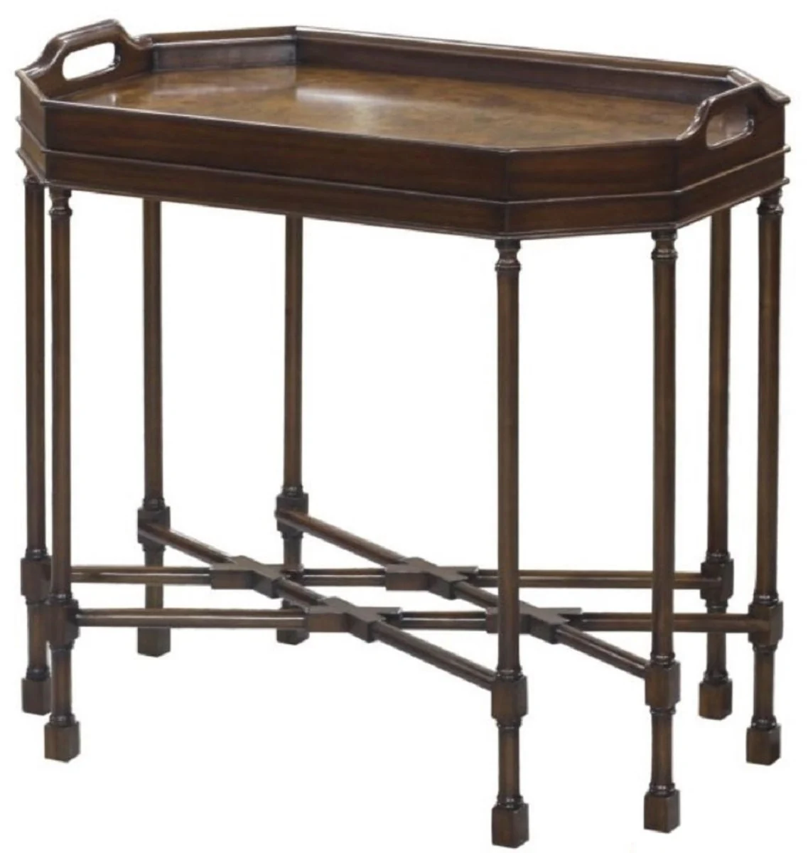 Casa Padrino mesa de centro de lujo marrón oscuro / marrón 66 x 41 x H. 62 cm - Mesa de Servir con Bandeja Extraíble