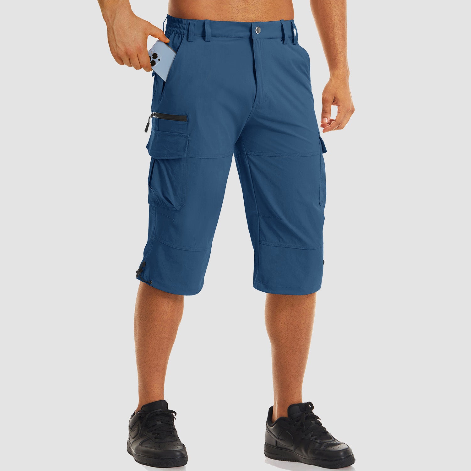 Men's Workout Gym Shorts with 7 Pockets Quick Dry 3/4 Capri for Hiking