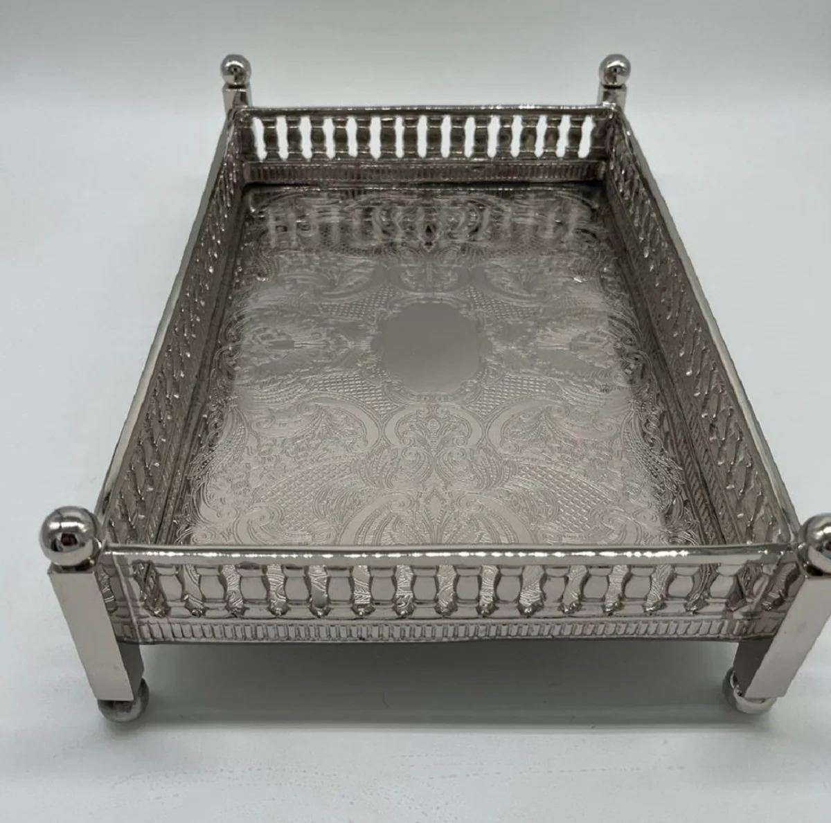 Casa Padrino bandeja de servicio de lat¨®n de lujo plata 32 cm