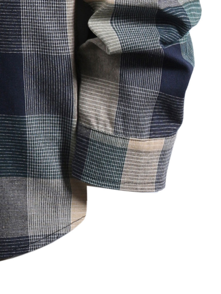 Contrast Hoodie Plaid Shirt