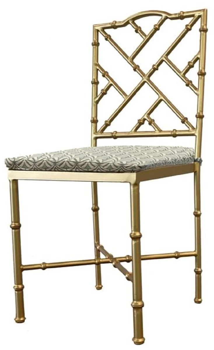 Casa Padrino silla de jard¨ªn Art Nouveau de lujo de hierro forjado oro / verde A. 98 cm