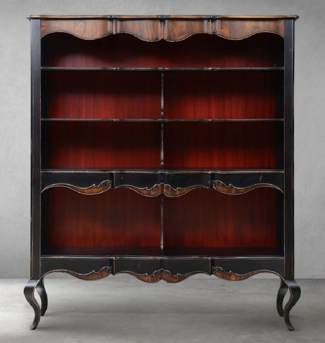 Casa Padrino armario de libros barroco de lujo negro antiguo / marr¨®n 176 x 45,5 x A. 207,5 cm - Armario estanter¨ªa barroco - Armario de sal¨®n barrocos - Armario de oficina barrocos