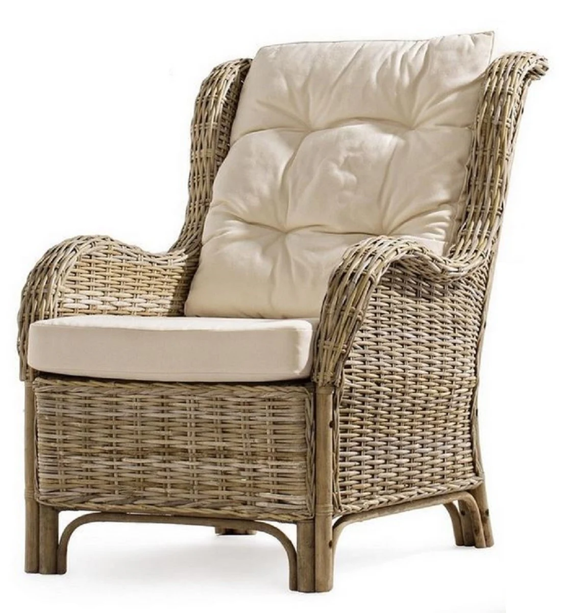 Casa Padrino sillón relax de jardín de lujo natural / crema 71 x 97 x A. 98 cm - Sillón de jardín y terraza resistente a la intemperie - Muebles de Jardín y Terraza - Calidad de Lujo