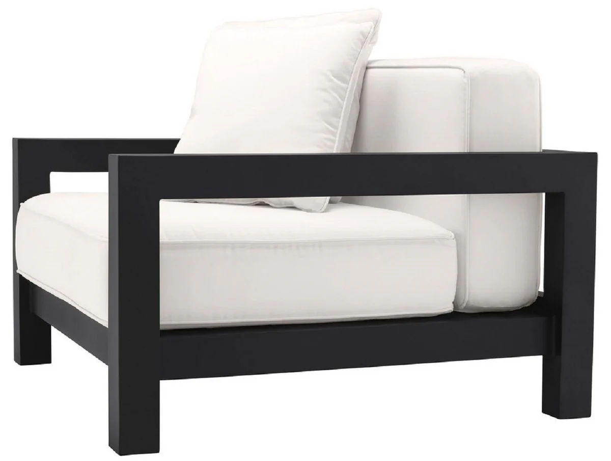 Casa Padrino sill¨®n de jard¨ªn de lujo con cojines negro / blanco 101 x 100 x A. 72 cm - Muebles de Hotel de Terraza de Jard¨ªn - Calidad de Lujo
