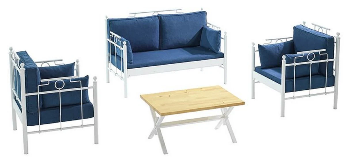 Casa Padrino conjunto de muebles de jardín Art Nouveau negro - 1 Mesa de Jardín y 4 Sillas de Jardín con Reposabrazos - Muebles de terraza de jardín de gastronomía nostálgica