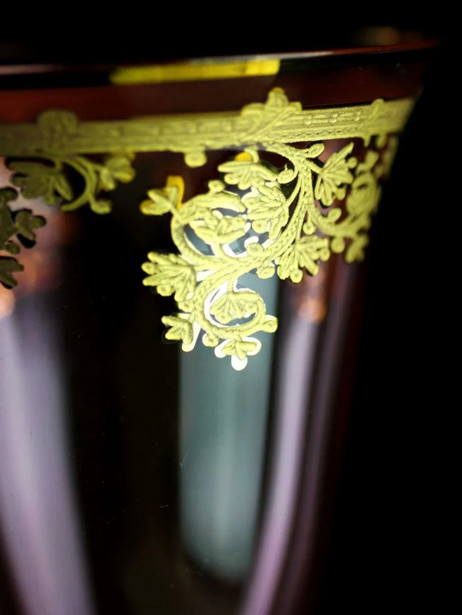 Casa Padrino conjunto de 6 copas de vino barrocos de lujo rosa / oro ? 9 x A. 21,5 cm - Copas de vino hechas y grabado y pintadas a mano - Accesorios para Hoteles y Restaurantes - Calidad de Lujo