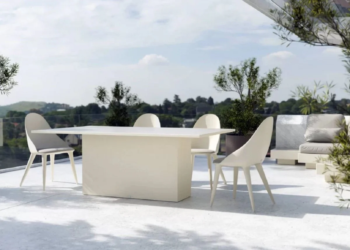 Casa Padrino silla de jard¨ªn de lujo gris / blanco mate A. 94 cm - Muebles de jard¨ªn de lujo