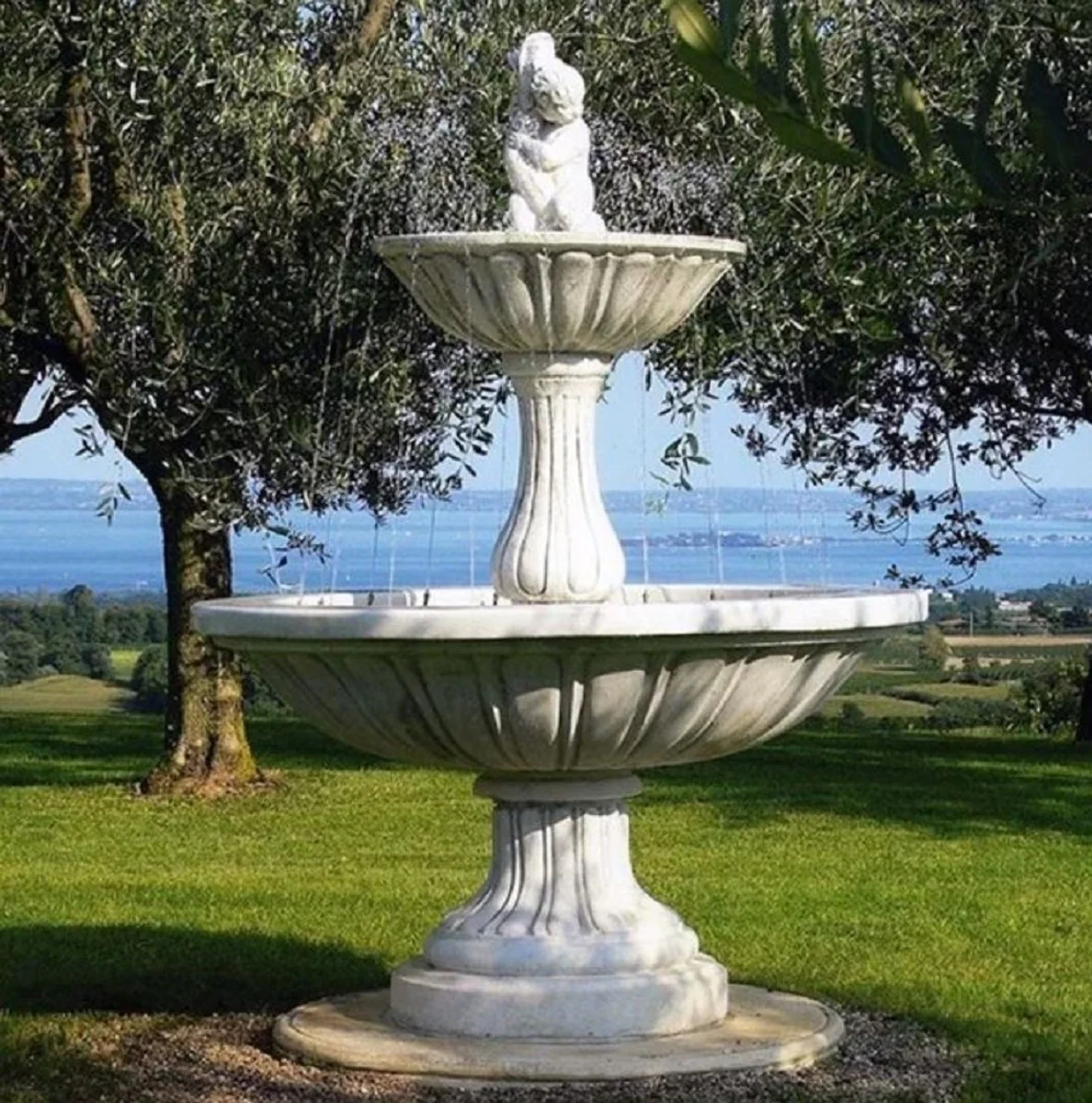 Casa Padrino fuente barroco gris ? 130 x A. 195 cm - Fuente de jard¨ªn redonda - Hecho en Italia