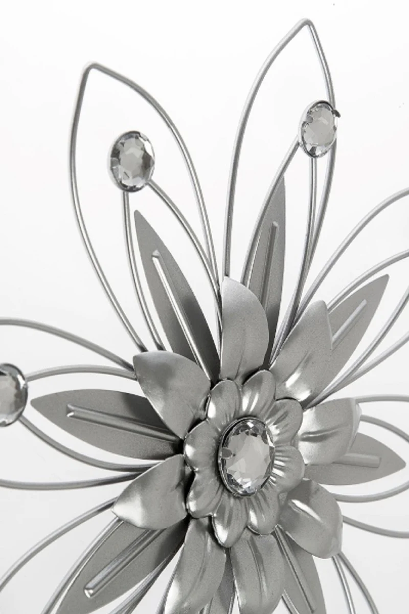 Casa Padrino conjunto de candelero de pared de diseño de 4 plata 26 x 6 x H. 32 cm - Decoración de Pared Decorativa