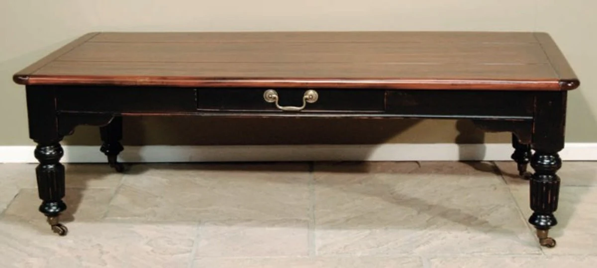 Casa Padrino antique style coffee table black / brown antiqued look 140 x 70 cm - table side table coffee table Baroque country style