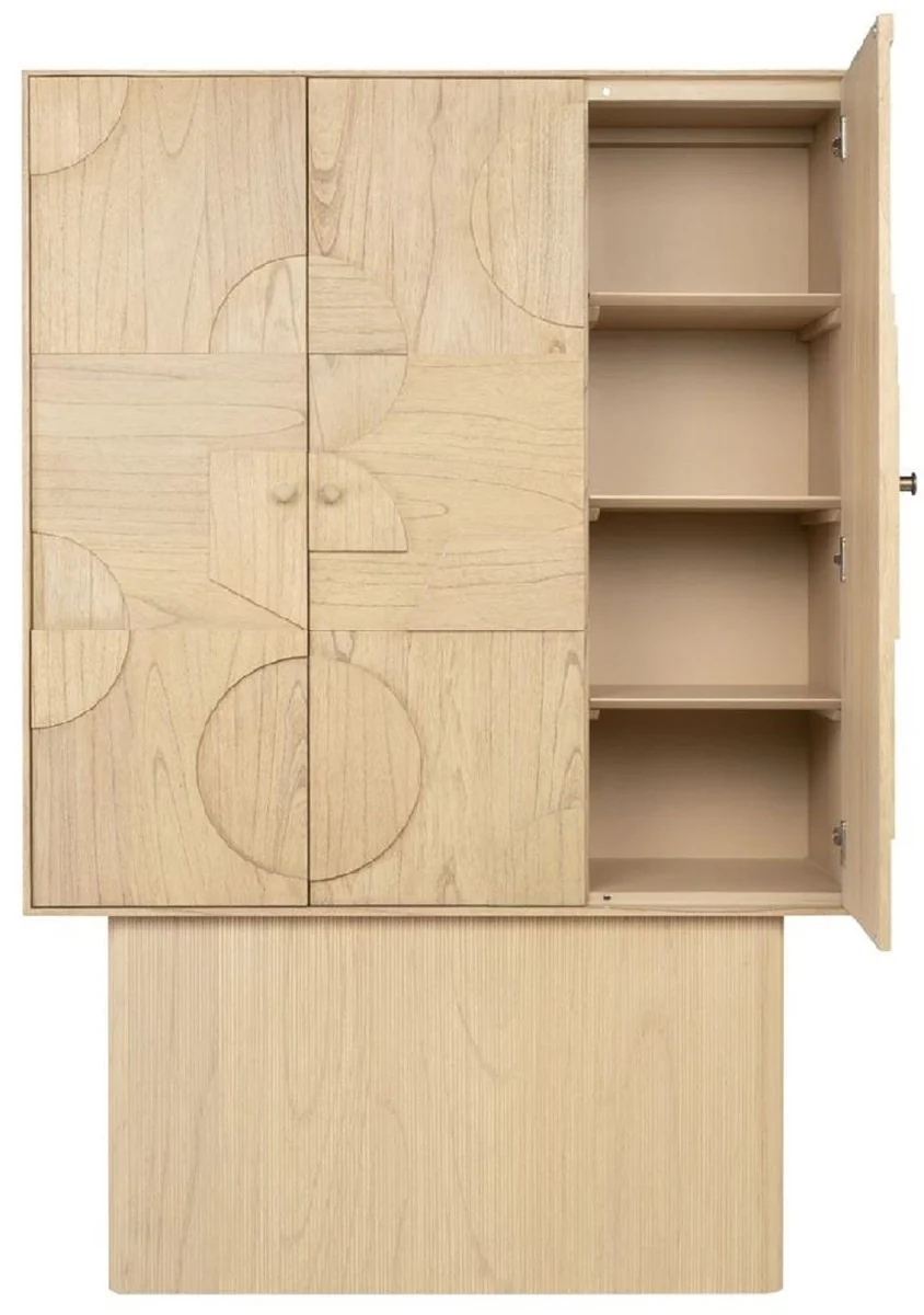 Casa Padrino armario de dise?o de lujo natural 130 x 45 x A. 190 cm - Armario estanter¨ªa de madera maciza con 3 puertas - Armario de dormitorio - Armario de sal¨®n - Armario de oficina