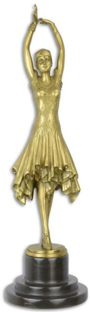 Casa Padrino escultura de bronce de lujo bailarina oro / negro 12,9 x 12,9 x A. 44,6 cm - Escultura de bronce con base de mármol - Accesorios Decorativos