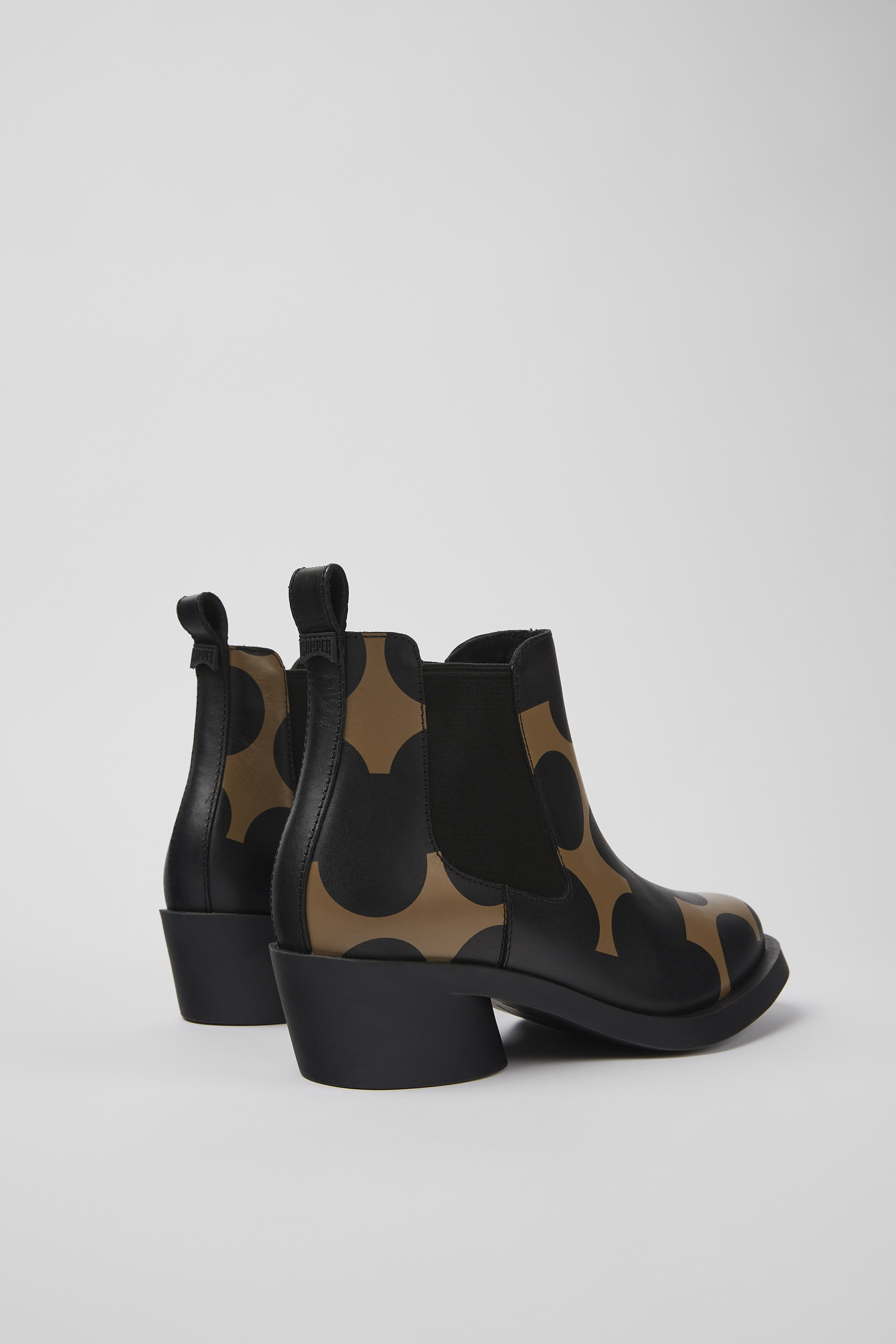 Twins - Black and brown leather ankle boots for women