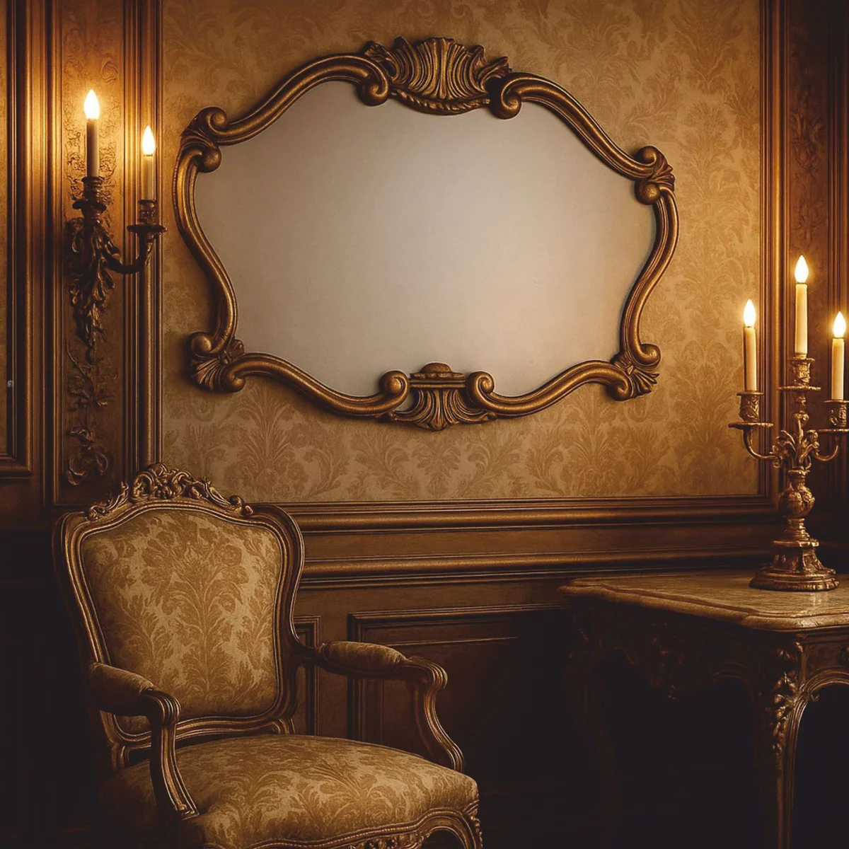 Casa Padrino espejo barroco de lujo oro 92 cm - Muebles barrocos - Hecho en Italia