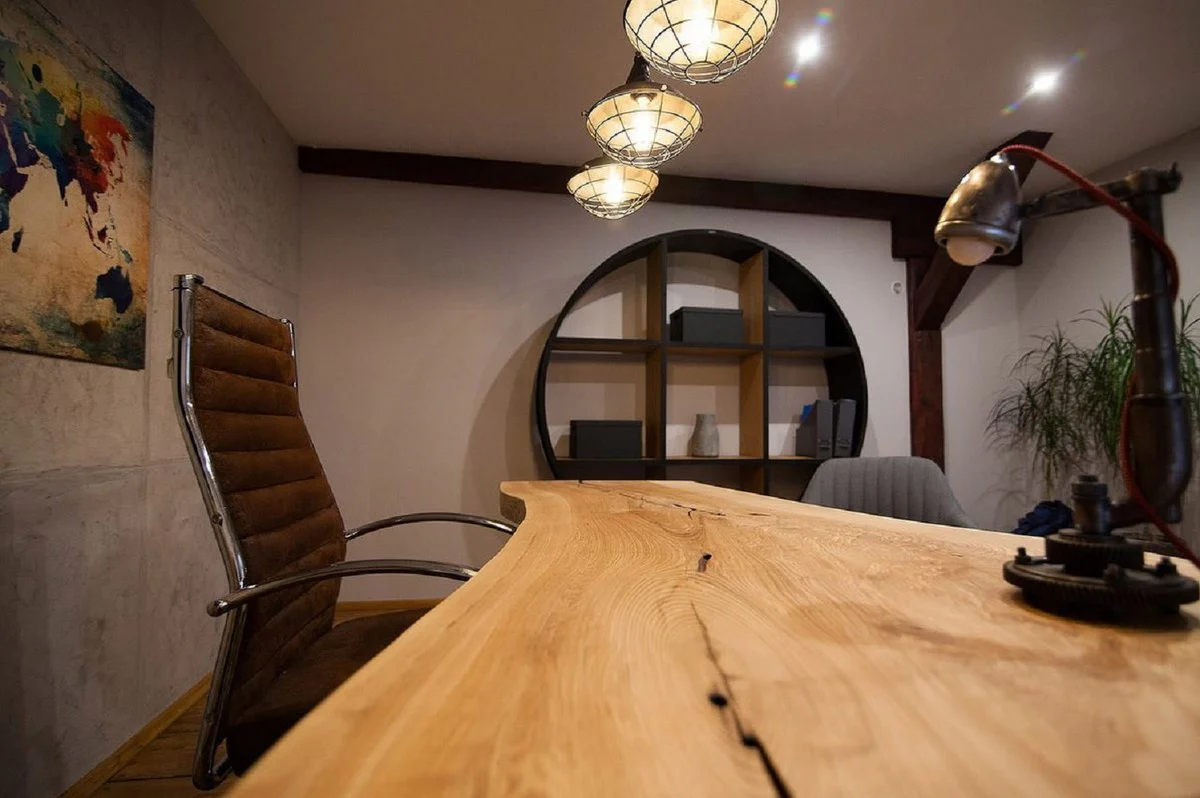 Casa Padrino escritorio de lujo natural / negro 140 cm