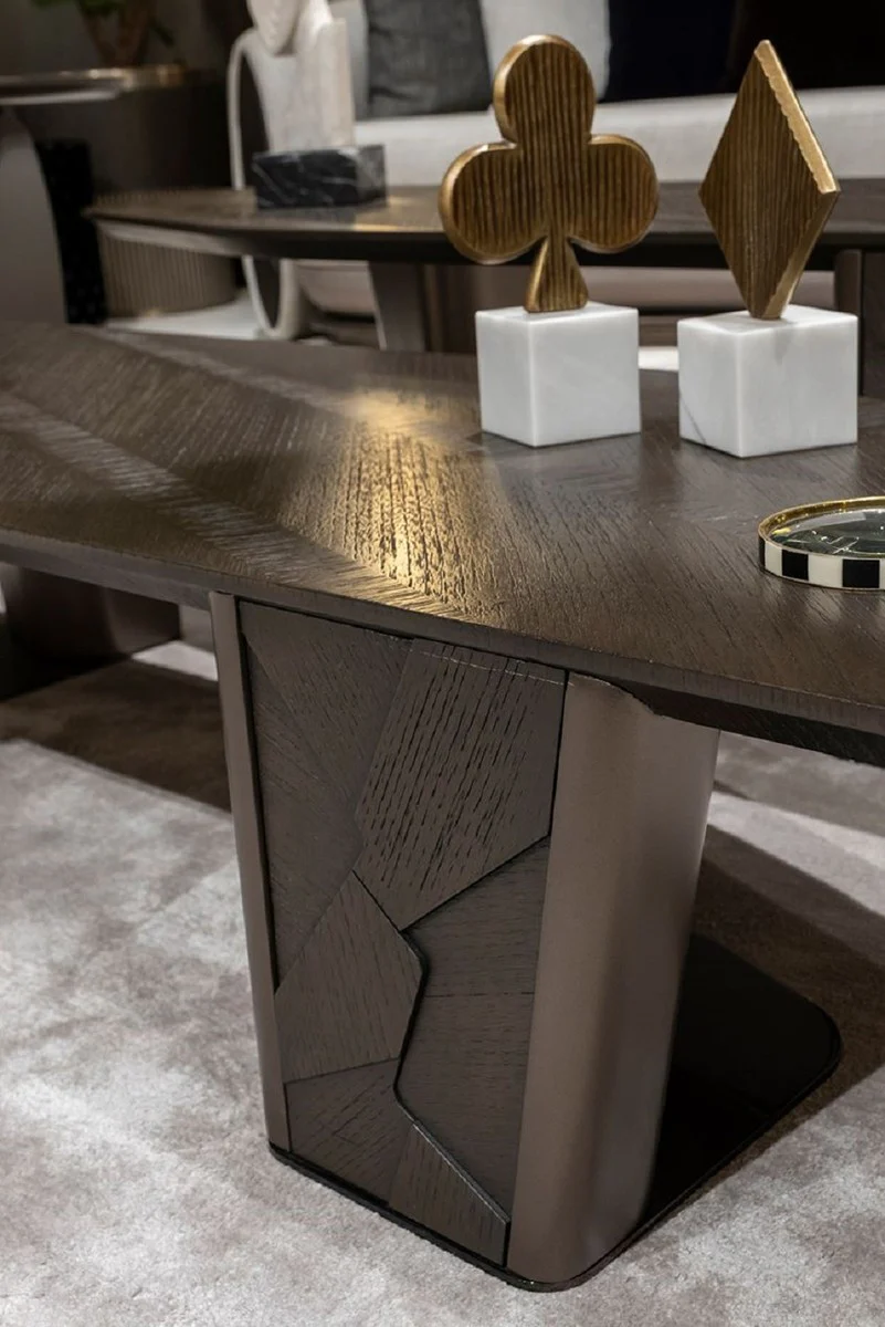 Casa Padrino conjunto de 2 mesas de centro de lujo marr¨®n oscuro / bronce - Mesas de sal¨®n de lujo - Muebles de sal¨®n - Muebles de hotel - Muebles de lujo