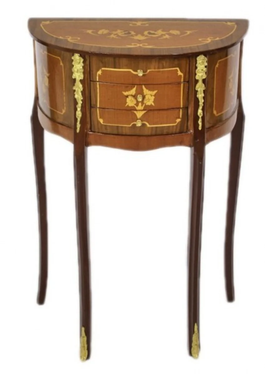 Casa Padrino Baroque chest mahogany inlaid / Gold with 3 drawers - bedside table antique style