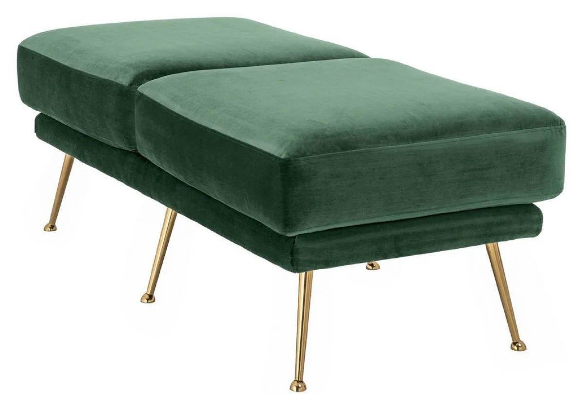 Casa Padrino banco de terciopelo de lujo verde oscuro / lat¨®n 125 x 58 x H. 45 cm - Banco de Terciopelo Acolchado - Muebles de Lujo