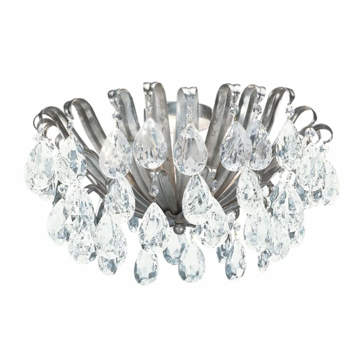 Casa Padrino L¨¢mpara de Techo de Cristal Barroco de Lujo Plata Antigua ? 50 x A. 32 cm - Hecho en Italia
