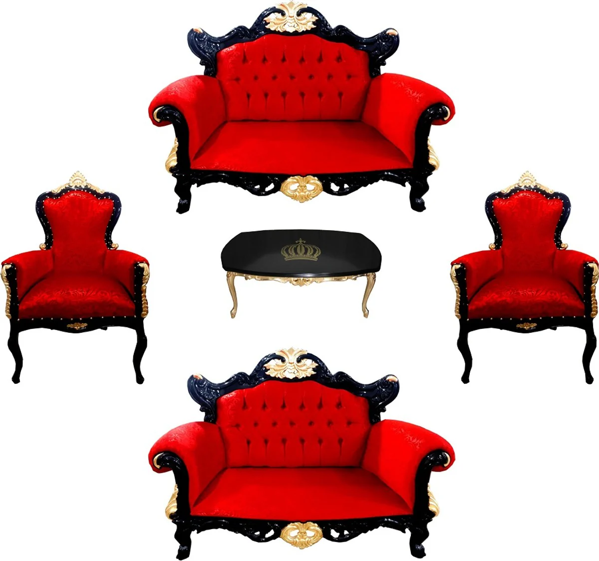 Pomp??s de Casa Padrino conjunto de sal¨®n barroco de lujo rojo / negro / oro - Muebles de sal¨®n barroco Pomp??s dise?ados por Harald Gl??ckler