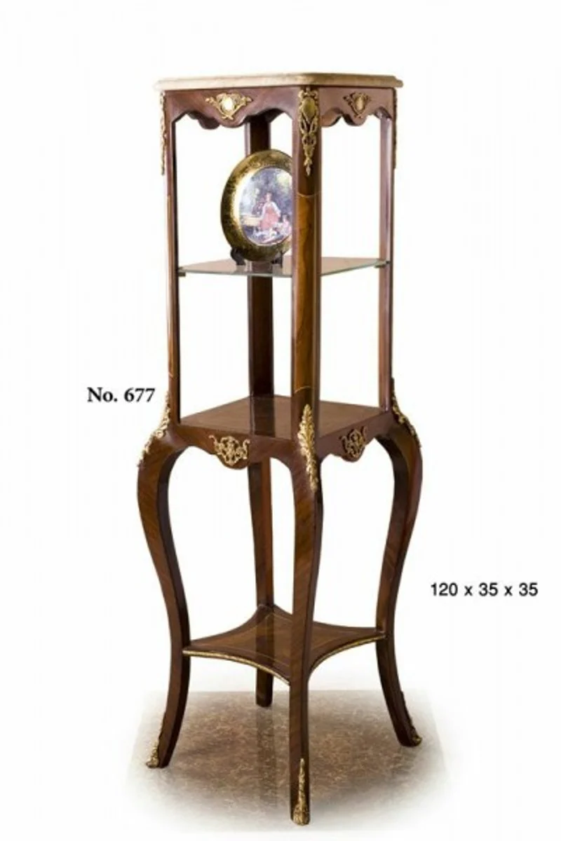 Casa Padrino baroque side table with marble plate 35 x 35 x H. 120 cm - luxury side table