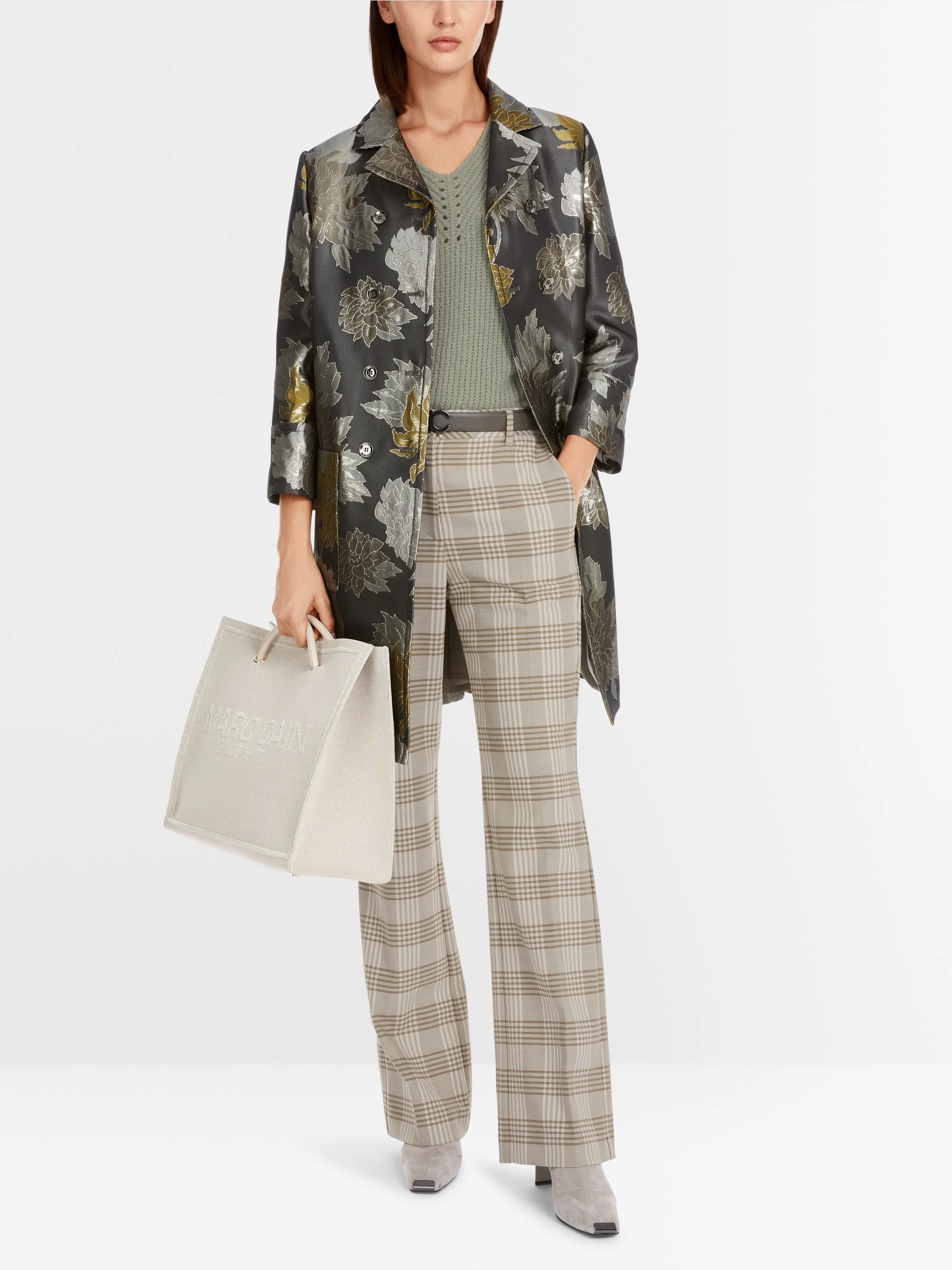 Marc-Cain Floral jacquard coat with lurex