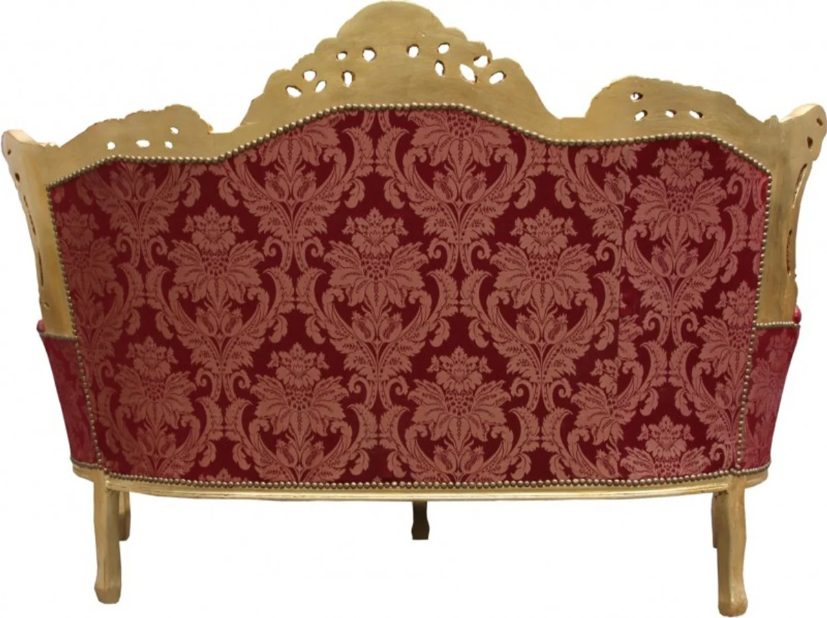 Casa Padrino Baroque 2-seater sofa Master Bordeaux Pattern / Gold Mod1 - living room couch furniture Lounge