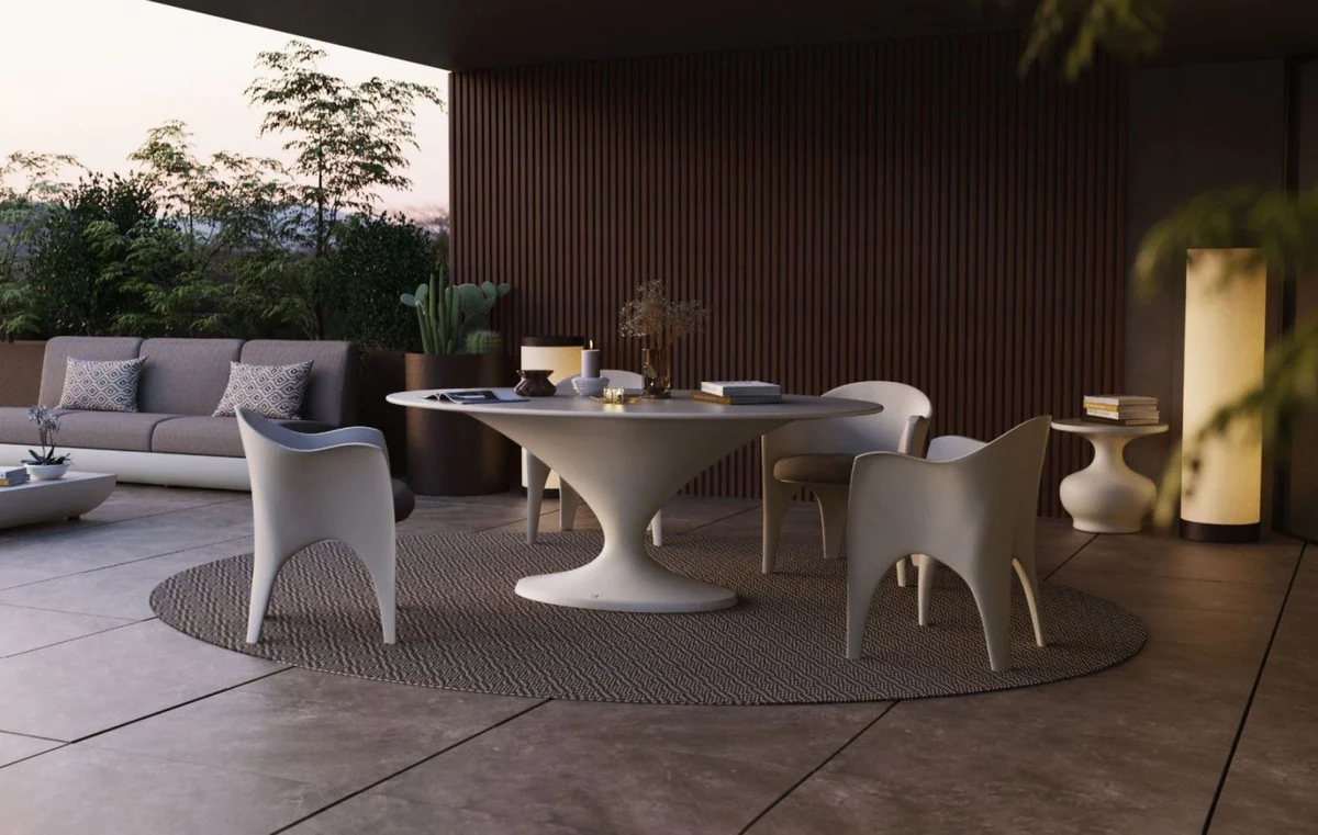 Casa Padrino mesa de comedor de jard¨ªn de lujo blanco mate 200 x 120 x A. 75 cm