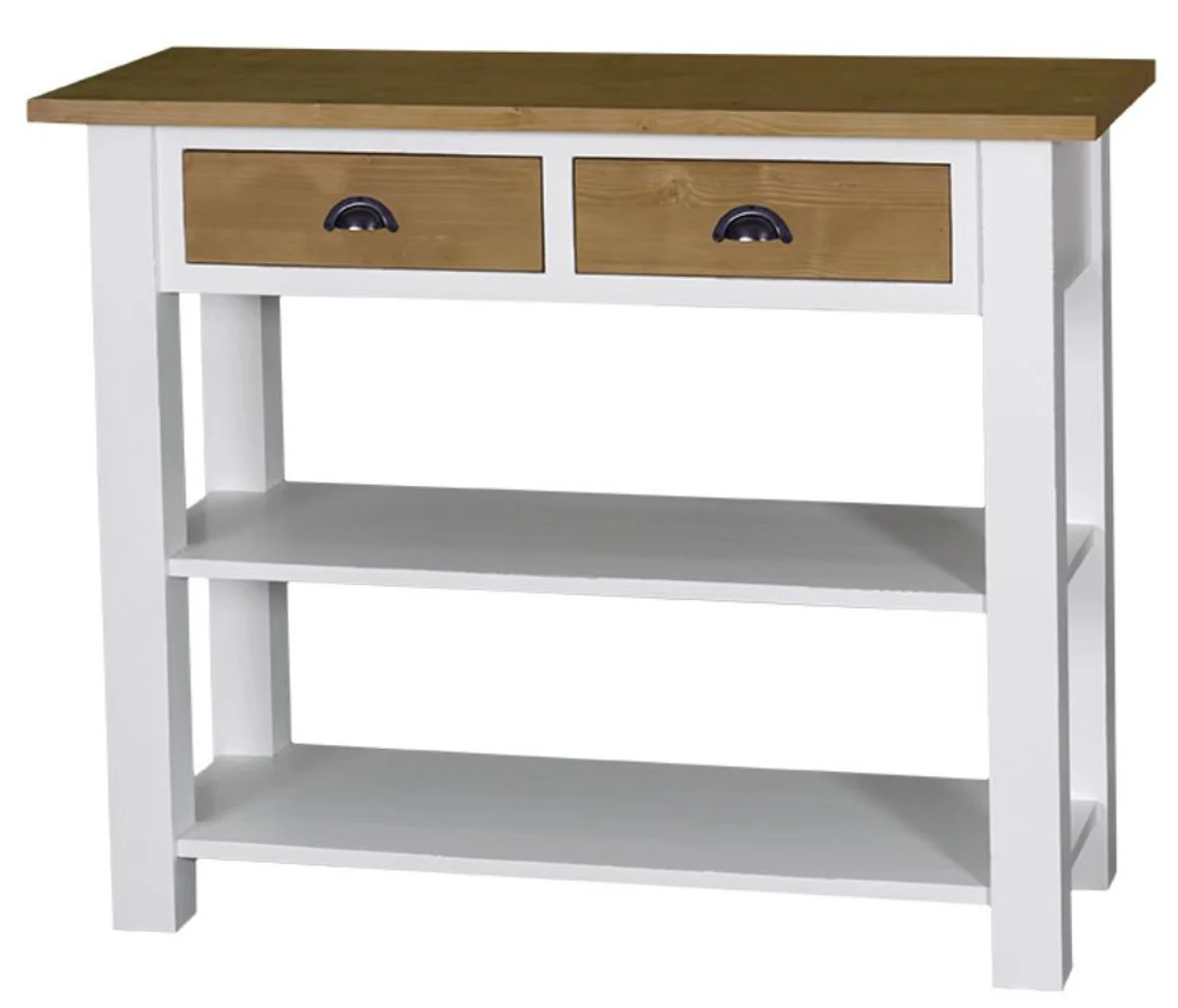 Casa Padrino country style console table with 2 drawers white / natural colors 110 x 45 x H. 89 cm - Console in Country Style
