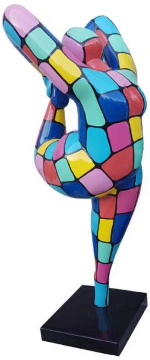Casa Padrino escultura decorativa de diseño de lujo mujer colorido / negro A. 85 cm - Figura decorativa abstracta - Escultura decorativa XXL - Figura decorativa XXL - Esculturas abstractas