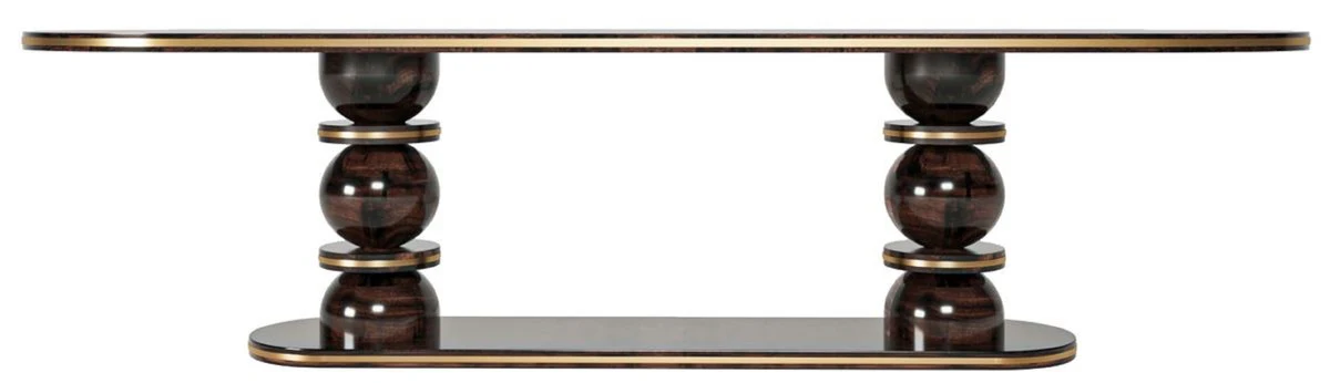 Casa Padrino mesa de comedor de lujo marr¨®n oscuro / lat¨®n 240 x 110 x A. 76 cm - Mesa de comedor ovalada de madera maciza - Muebles de comedor - Muebles de lujo