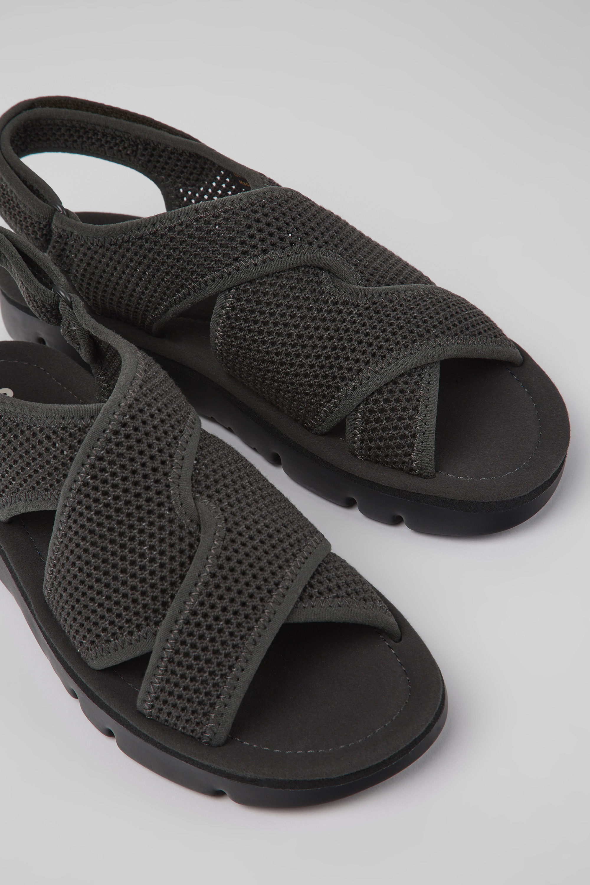 Oruga - Dark gray textile sandals for women