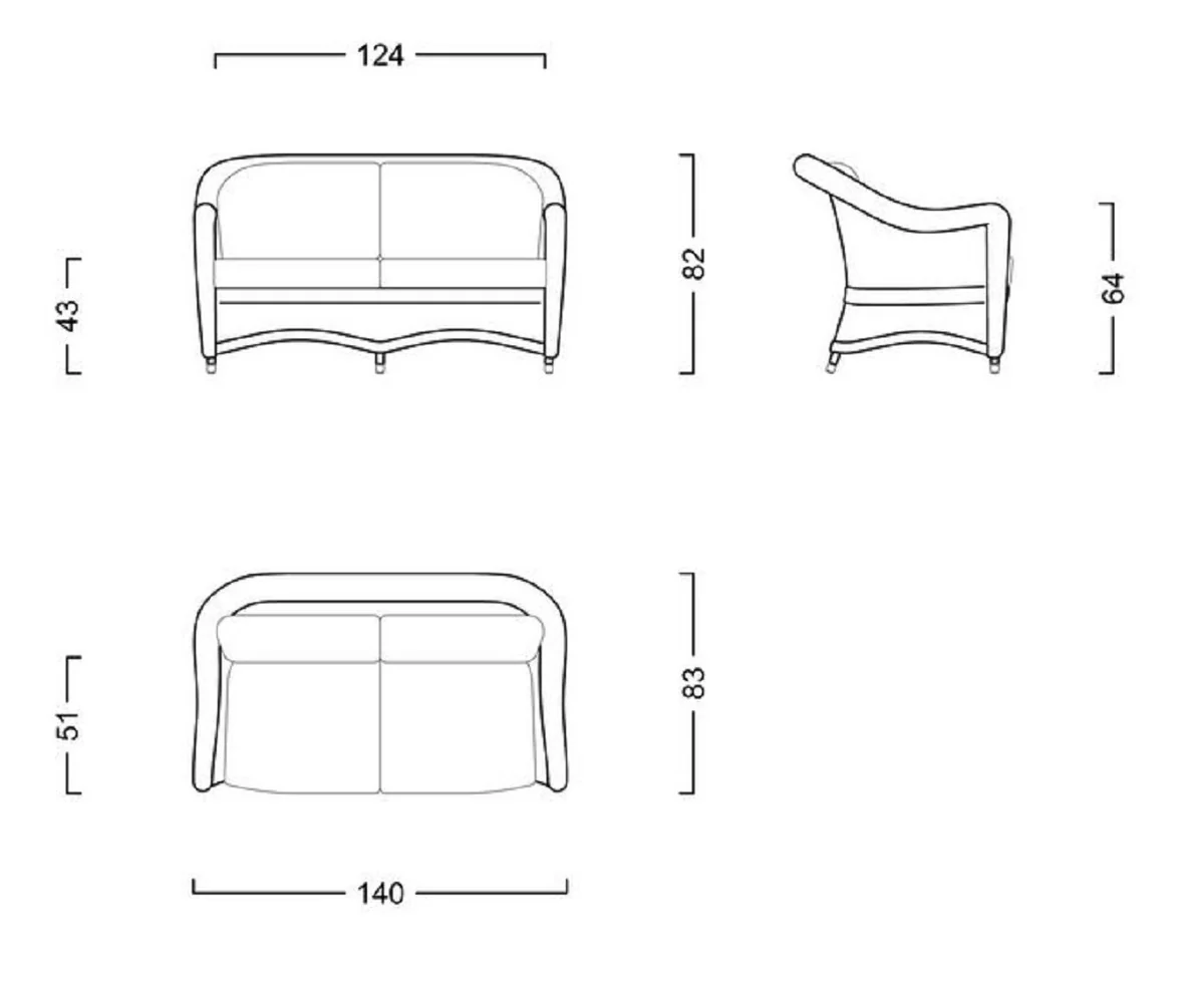 Casa Padrino sof¨¢ de jard¨ªn de lujo de 2 plazas natural / beige 140 cm