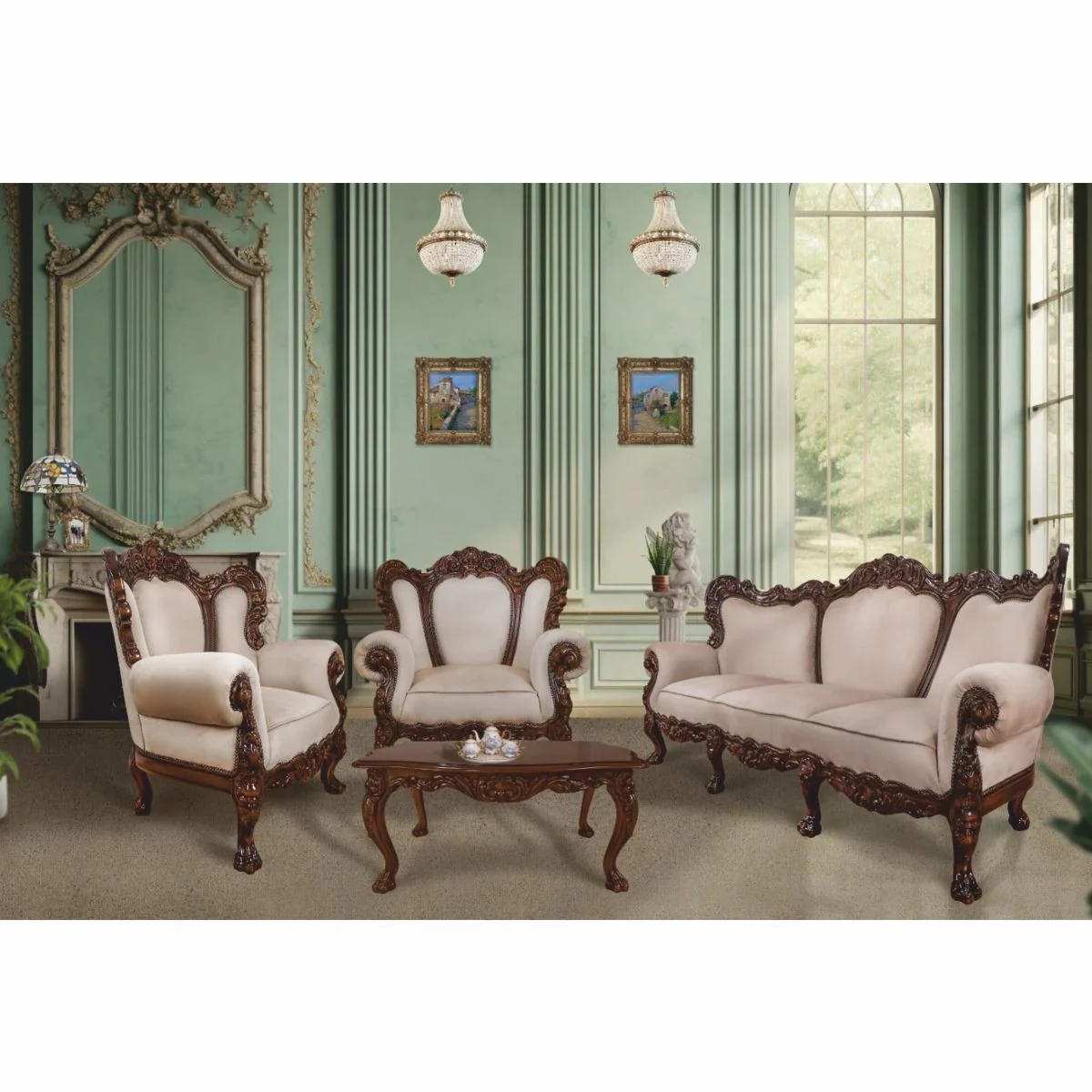 Casa Padrino mesa de centro barroco de lujo marr¨®n oscuro 120 cm - Muebles de sal¨®n de estilo barroco