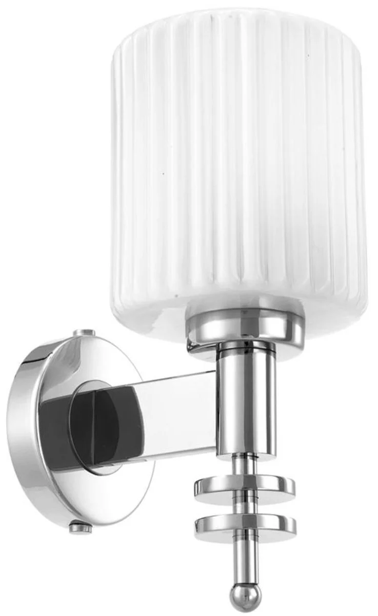 Casa Padrino aplique de pared plata / blanco vintage 13 x 18 x H. 28,5 cm - Lámpara de Pared Hotel & Restaurant con Pantalla de Cristal