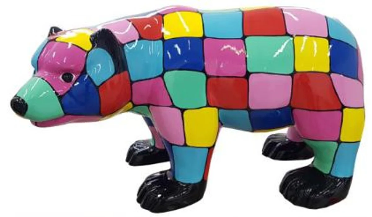 Casa Padrino figura decorativa de diseño oso multicolor 100 x A. 60 cm - Escultura decorativa resistente a la intemperie - Decoración de Sala de Estar