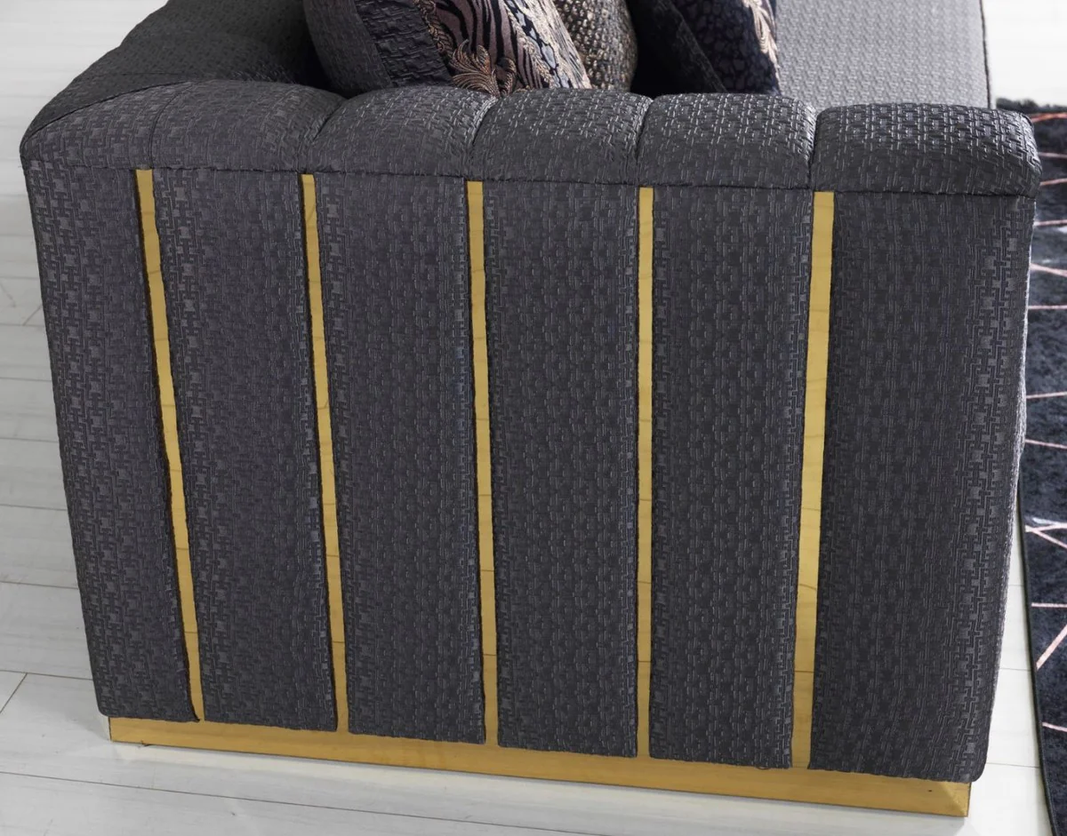 Casa Padrino sof¨¢ de sala de estar de lujo con cojines decorativos p¨²rpura / oro 240 x 92 x A. 78 cm - Muebles de sal¨®n de lujo