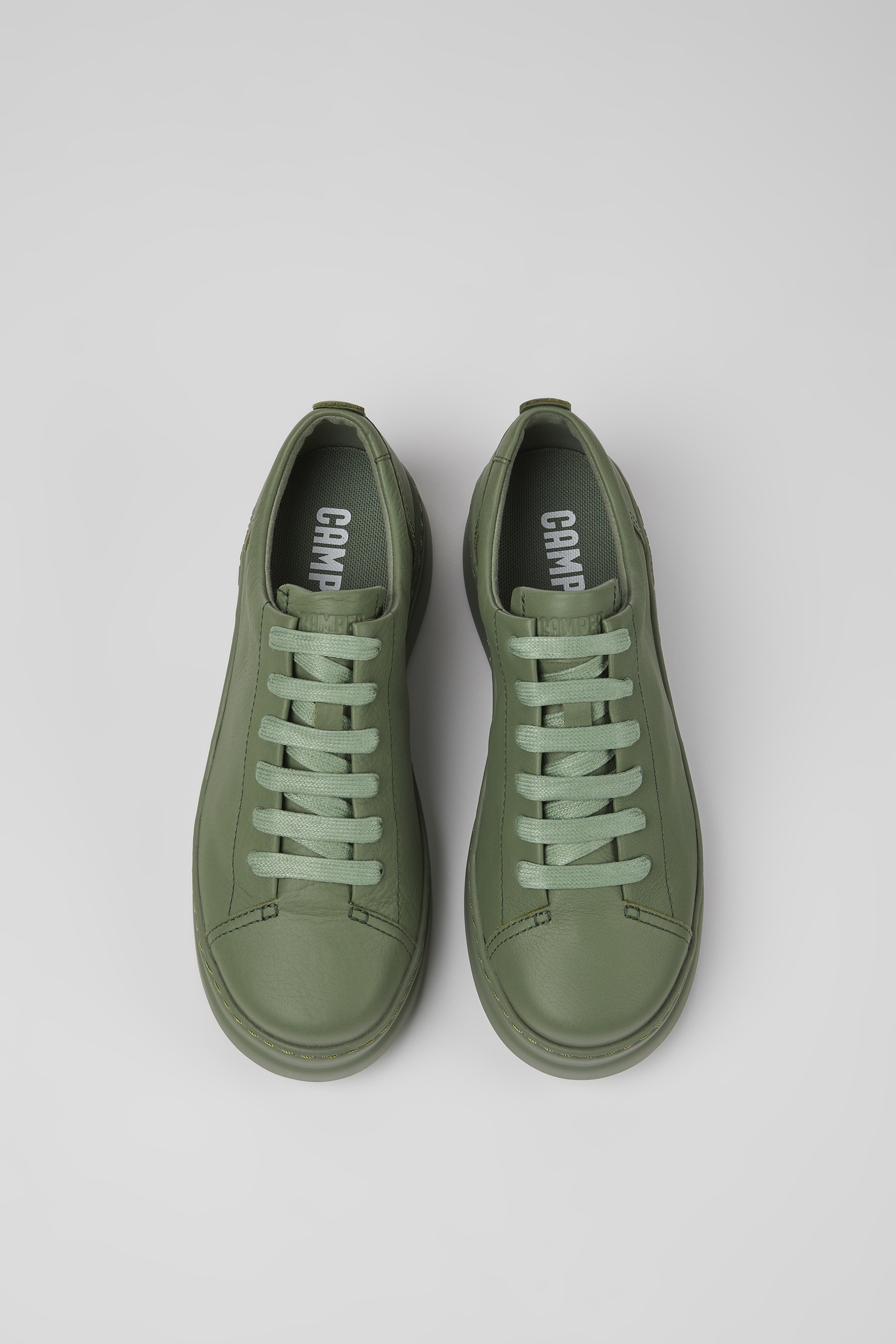 Runner Up - Green leather sneakers for women