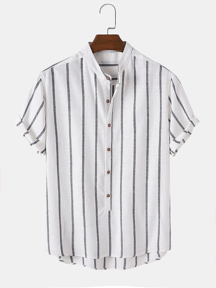 Stripes Cotton Henley Shirts