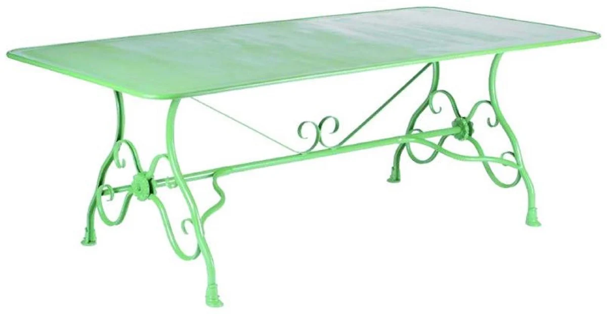 Casa Padrino conjunto de muebles de jard¨ªn Art Nouveau verde - 1 Mesa de Hierro Forjado y 6 Sillas de Hierro Forjado - Muebles de jard¨ªn nost¨¢lgicos - Muebles de Jard¨ªn Barrocos y Art Nouveau