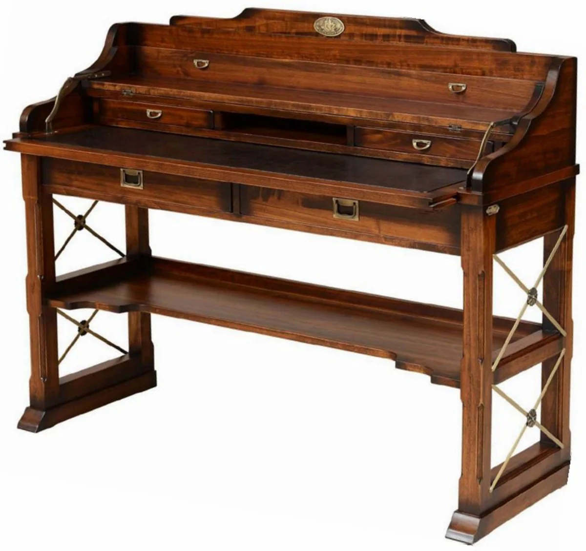 Casa Padrino secretario de estilo vintage de lujo marrón 130 x 48 x A. 103,5 cm - Escritorio - Mesa de oficina - Muebles de oficina estilo vintage - Muebles de oficina de madera maciza de lujo