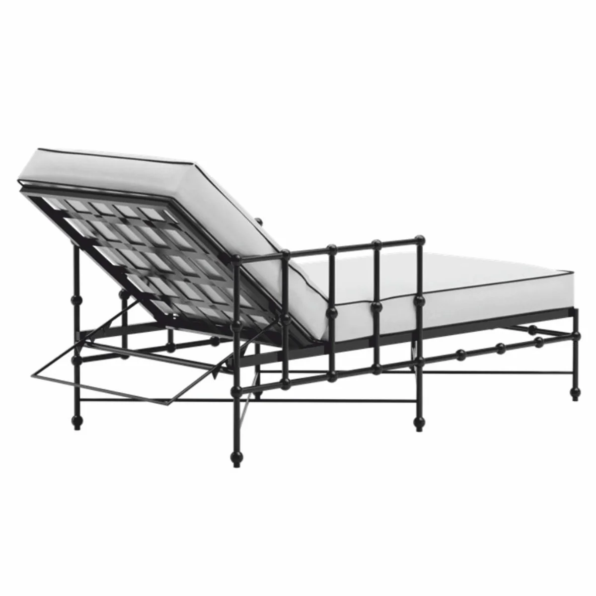 Casa Padrino Tumbona de Jard¨ªn de Lujo con Reposabrazos Blanco / Negro 198 cm - Muebles de Hotel y Jard¨ªn