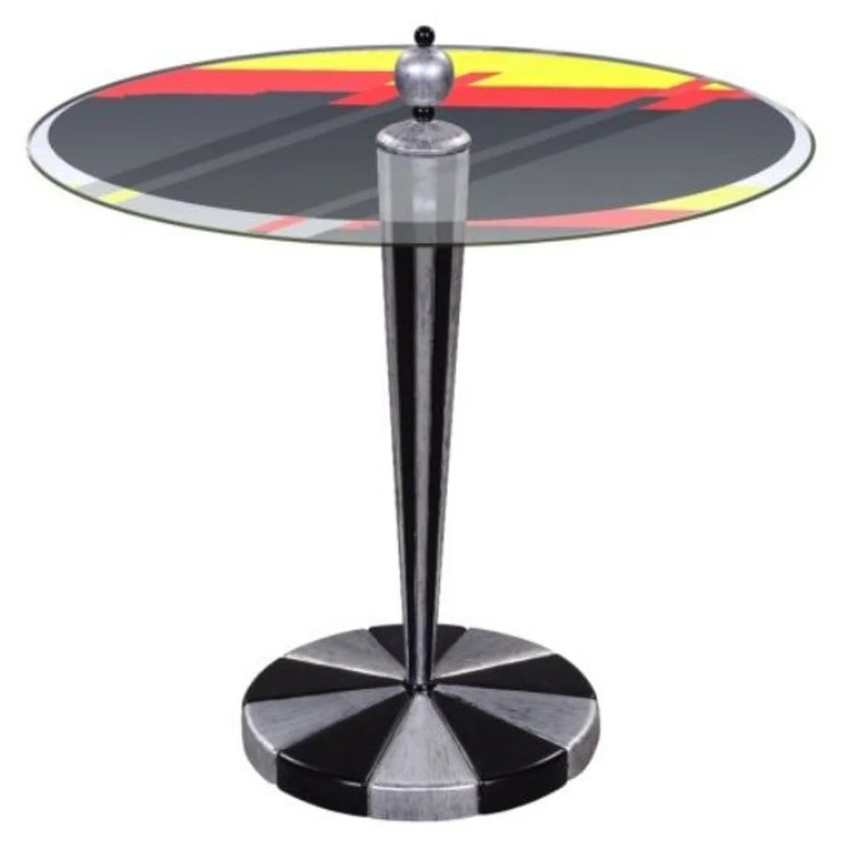 Casa Padrino mesa de bar de lujo plata / negro Ø 60 x H. 72 cm - Mesa de Bar Redonda