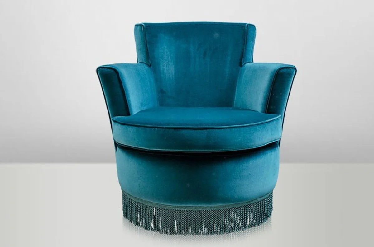 Casa Padrino luxury Art Deco Lounge Chair Blue - Luxury Collection - Art Nouveau - Belle Epoque