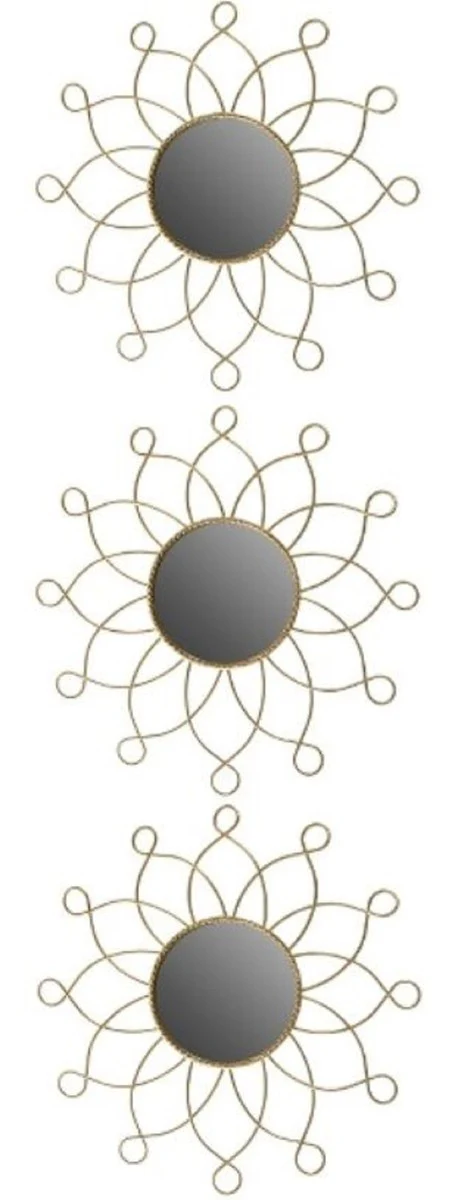 Casa Padrino conjunto de espejos de metal de dise?o oro ? 25 cm - Conjunto de Espejos de Pared de 3