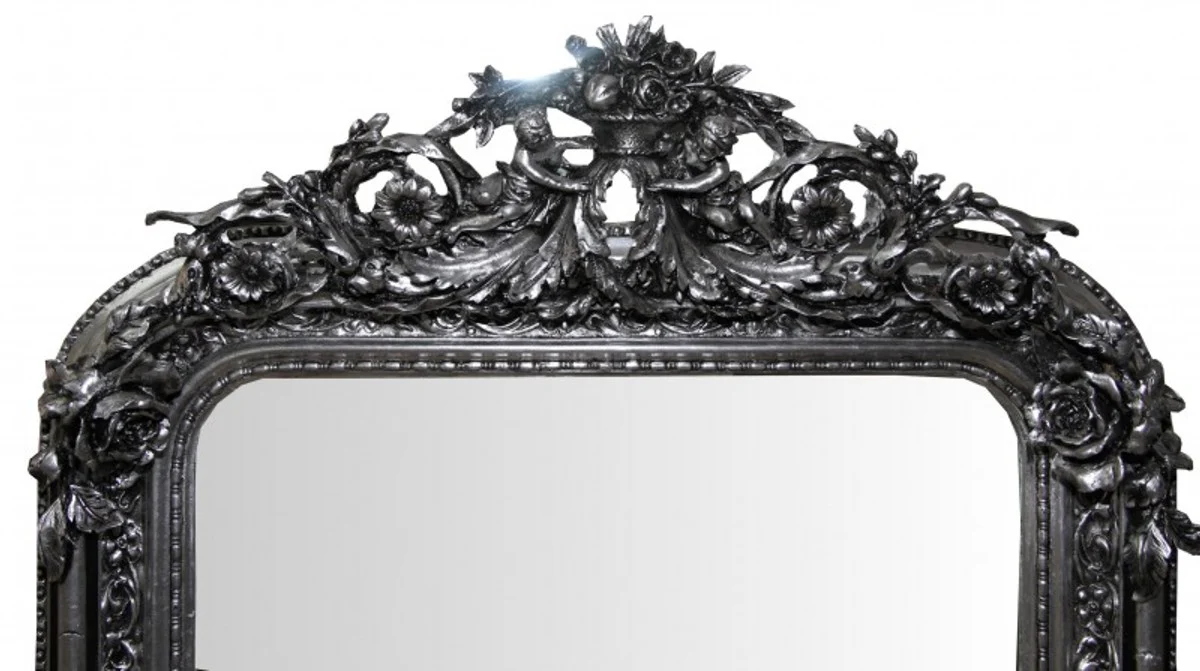 Casa Padrino Baroque Wall Mirror Silver Antique Look height 157 cm, width 90 cm - Edel & Sumptuously