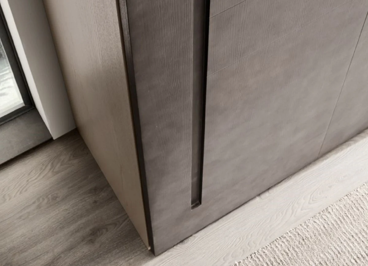 Casa Padrino armario de dormitorio de lujo gris 295 x 68 x A. 250 cm - Guardarropa de madera maciza con 2 puertas correderas - Muebles de Dormitorio - Calidad de Lujo