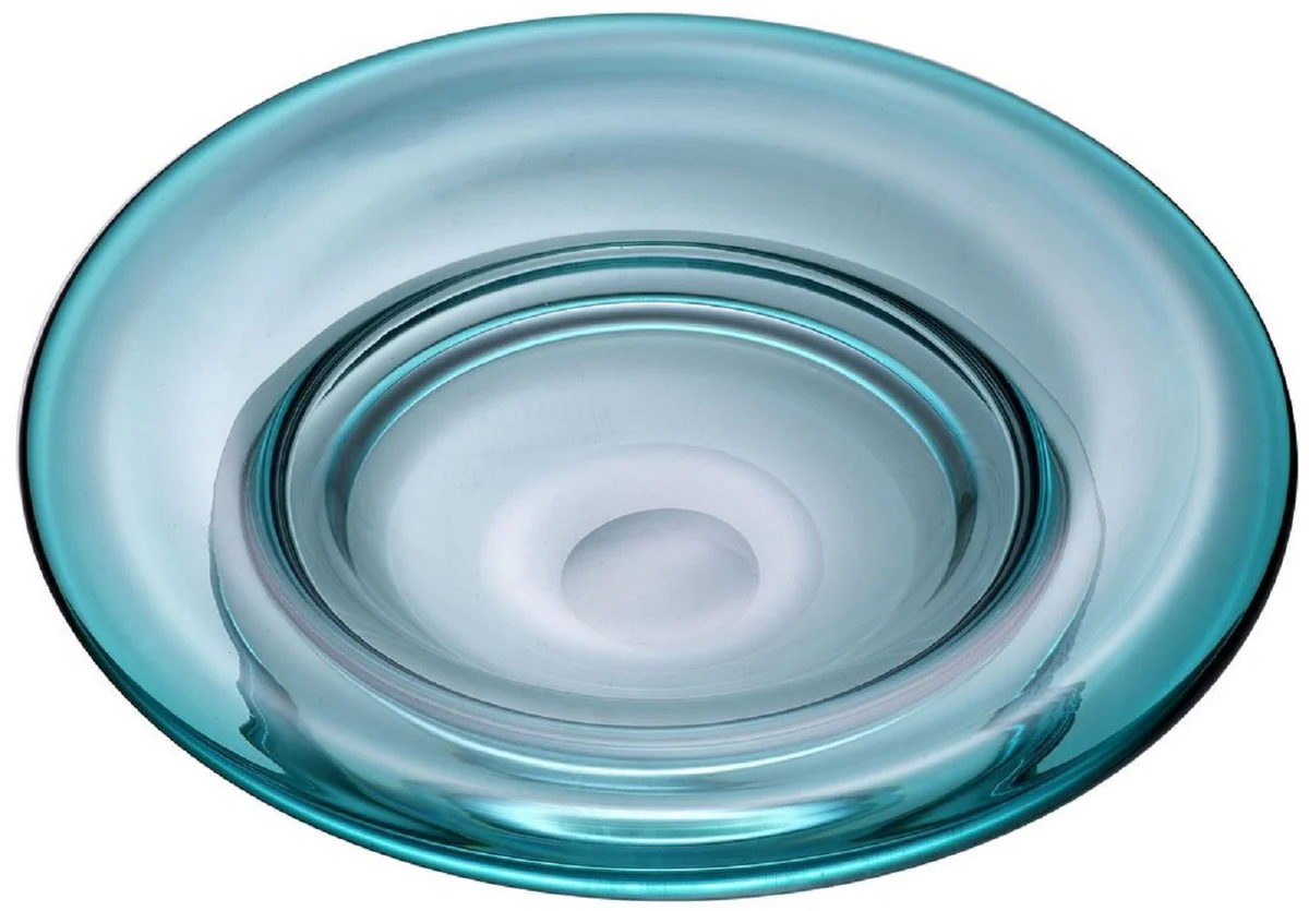 Casa Padrino tazón de vidrio de lujo turquesa Ø 30 x A. 7 cm - Frutero redondo - Cuenco decorativo de vidrio soplado - Colección de Lujo